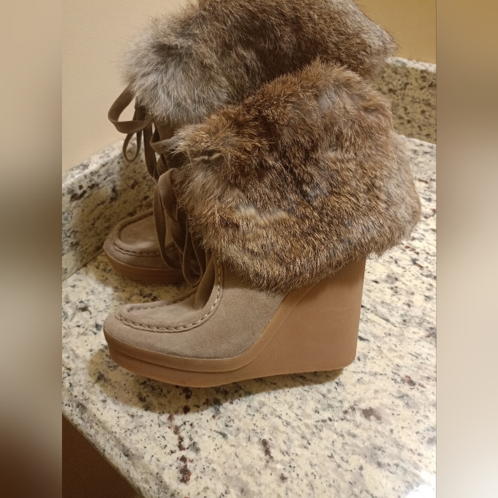 High Heel Coach Fur Ankle Boots ( Size 6 US)